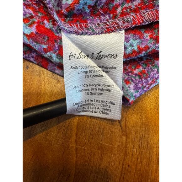 FOR LOVE & LEMONS Charlie Midi Dress in Blossom Size XS Coquette Ruched - Picture 6 of 7